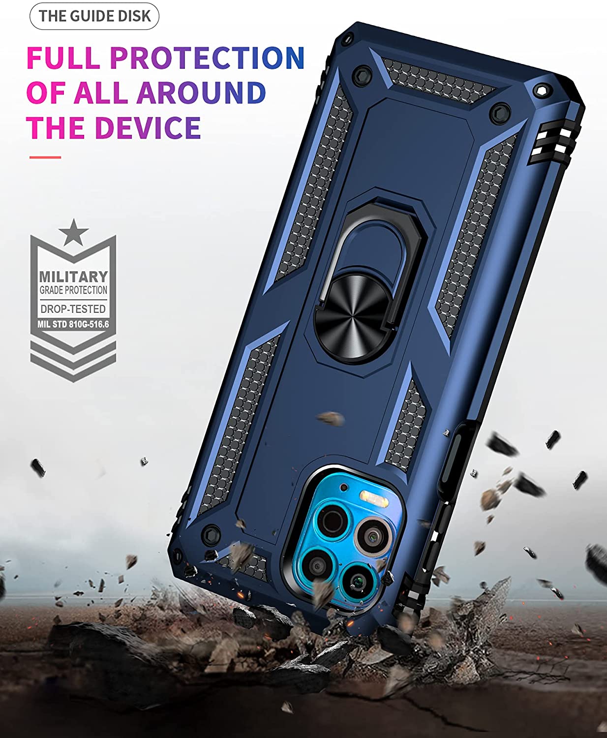Protectores para celular  para Motorola  MOTO G100 Funda reforzada con anillo v2 Azul